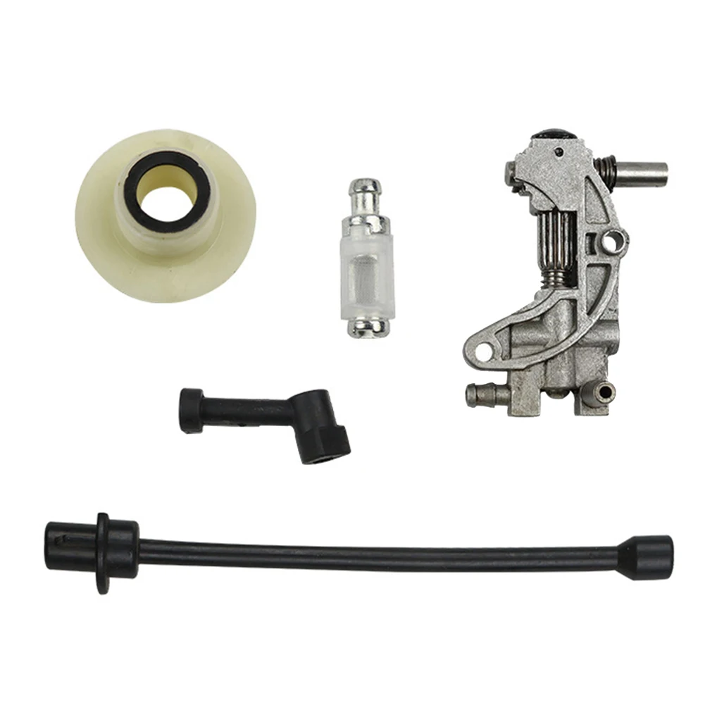 Oil Drive Pump Kit For CHINESE CHAINSAW 4500 5800 45CC 52CC 58CC Pump Cover Worm Gear Oil Pump Cover Oil Filter Oil Pipe