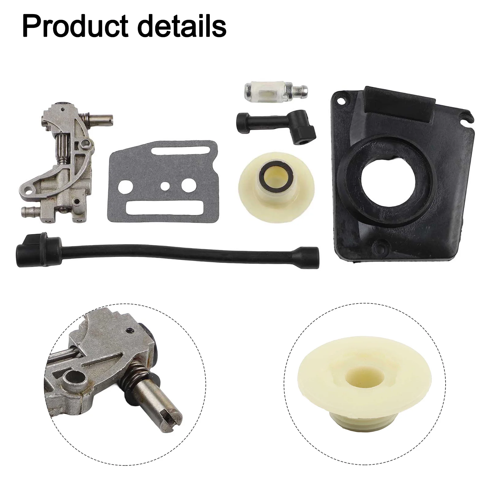 Oil Drive Pump Kit For CHINESE CHAINSAW 4500 5800 45CC 52CC 58CC Pump Cover Worm Gear Oil Pump Cover Oil Filter Oil Pipe