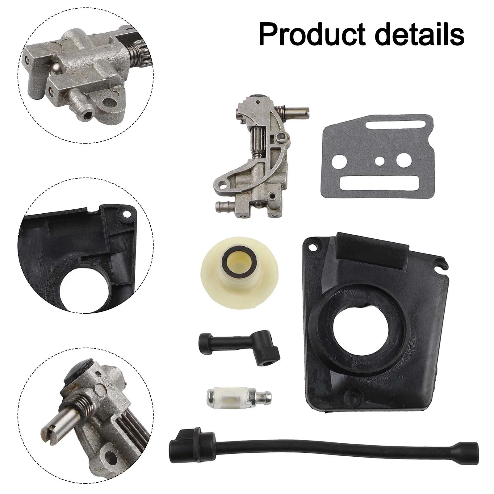 Oil Drive Pump Kit For CHINESE CHAINSAW 4500 5800 45CC 52CC 58CC Pump Cover Worm Gear Oil Pump Cover Oil Filter Oil Pipe