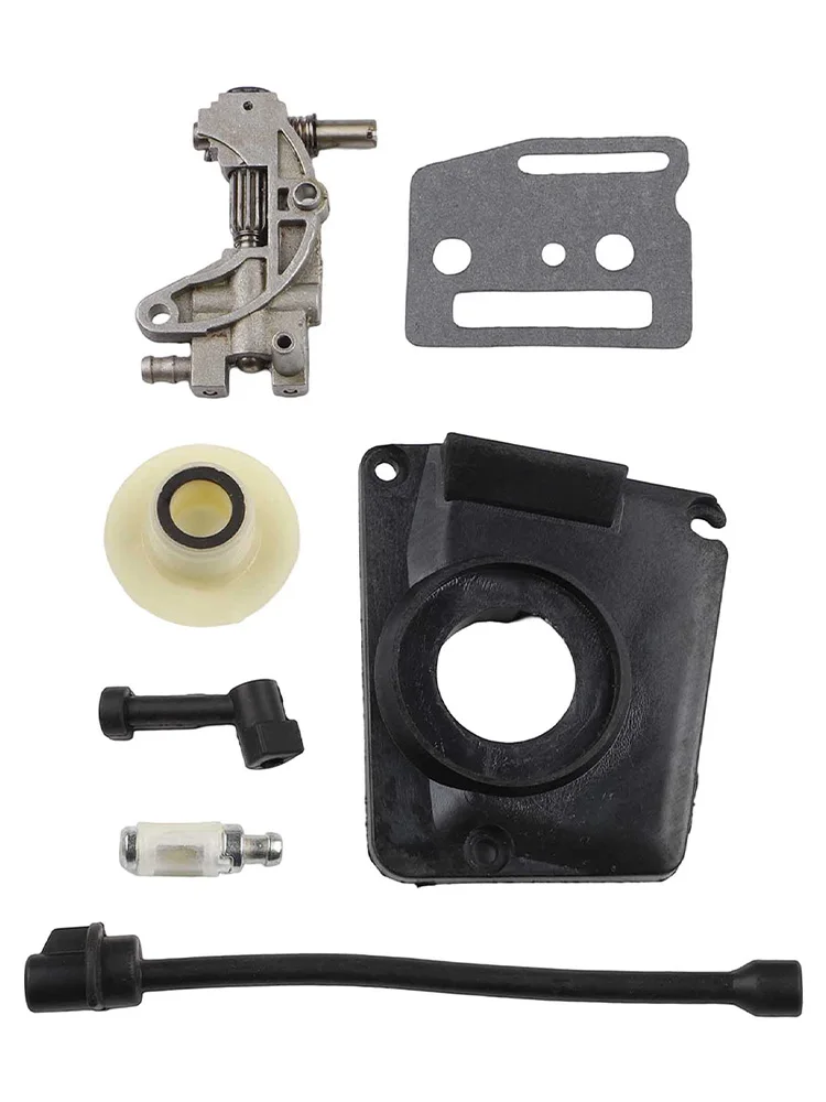 Oil Drive Pump Kit For CHINESE CHAINSAW 4500 5800 45CC 52CC 58CC Pump Cover Worm Gear Oil Pump Cover Oil Filter Oil Pipe