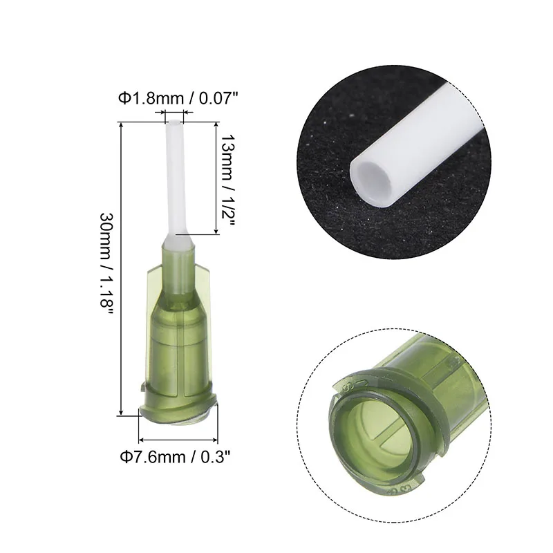 50pcs Dispensing Needles Syringe Needles 14G 15G 18G 20G 21G 22G 25G 1/2" PTFE Flexible Needle Gauge Tips Glue Dispensing