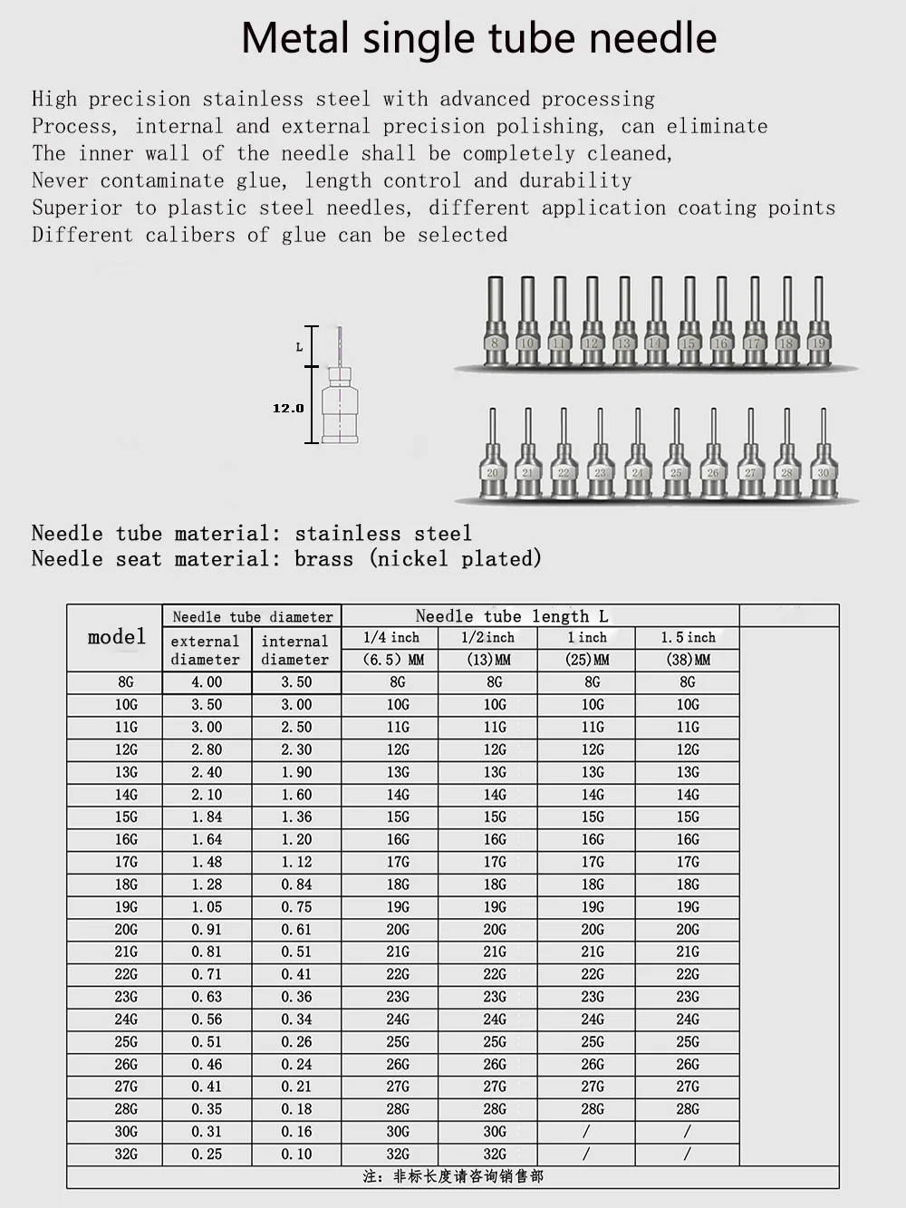 1 Inch 25mm 12pcs/box Stainless-Steel Needles Syringe Dispenser Dispensing Glue Tool 8 10 11 12 13 14 15 16 17 18 19 28 30G