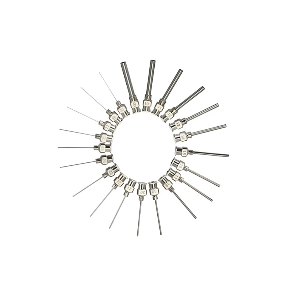 1 Inch 25mm 12pcs/box Stainless-Steel Needles Syringe Dispenser Dispensing Glue Tool 8 10 11 12 13 14 15 16 17 18 19 28 30G