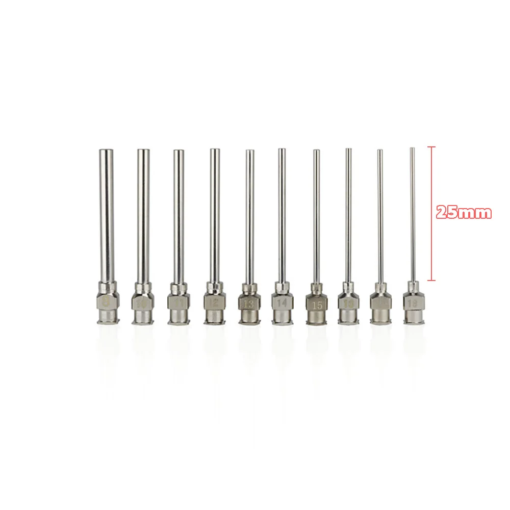1 Inch 25mm 12pcs/box Stainless-Steel Needles Syringe Dispenser Dispensing Glue Tool 8 10 11 12 13 14 15 16 17 18 19 28 30G