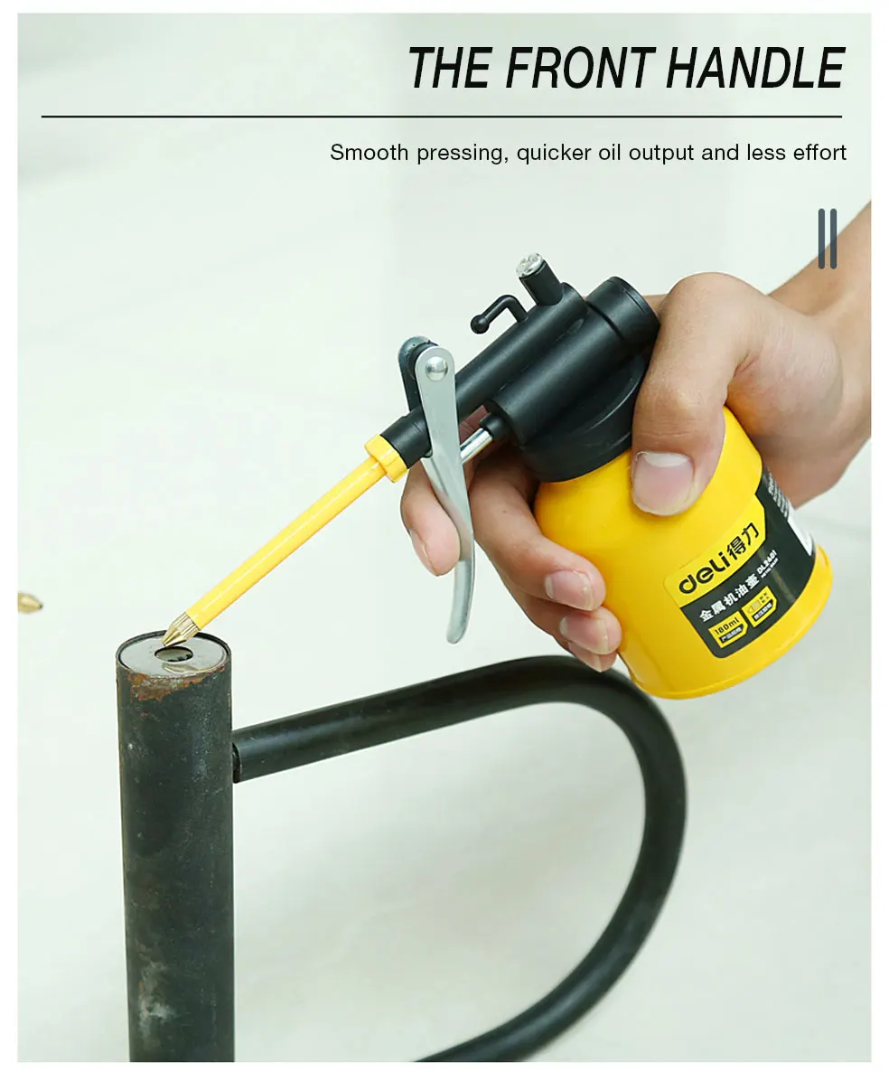 Deli Clear Oil Can High Pressure Oiler Grease Gun Extended Sprinkler Plastic Oil Pump Cans Mini Home Injector Can 180-500ml