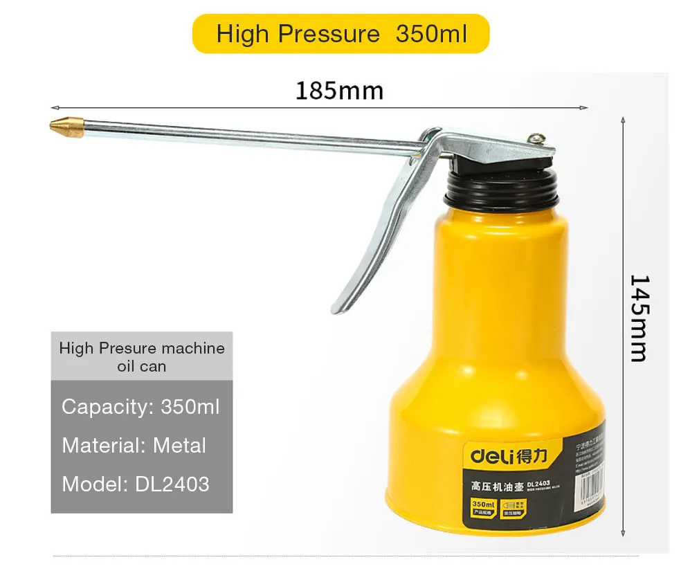 Deli Clear Oil Can High Pressure Oiler Grease Gun Extended Sprinkler Plastic Oil Pump Cans Mini Home Injector Can 180-500ml