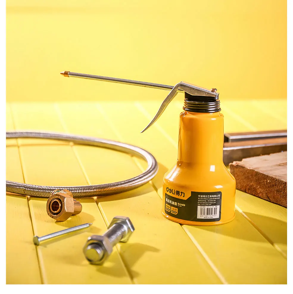 Deli Clear Oil Can High Pressure Oiler Grease Gun Extended Sprinkler Plastic Oil Pump Cans Mini Home Injector Can 180-500ml