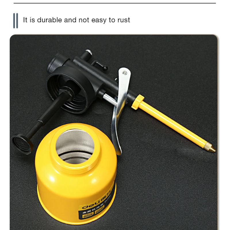Deli Clear Oil Can High Pressure Oiler Grease Gun Extended Sprinkler Plastic Oil Pump Cans Mini Home Injector Can 180-500ml