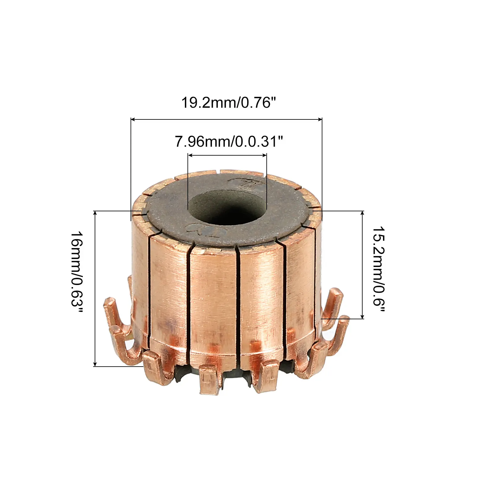 1Pcs Electric Motor Commutator 5x11.3 x12.6mm 7P 3.17x10.5x12.5/4x10.4x12mm 8P 7.96/8x19.2x16mm 12P Teeth Copper for Power Tools