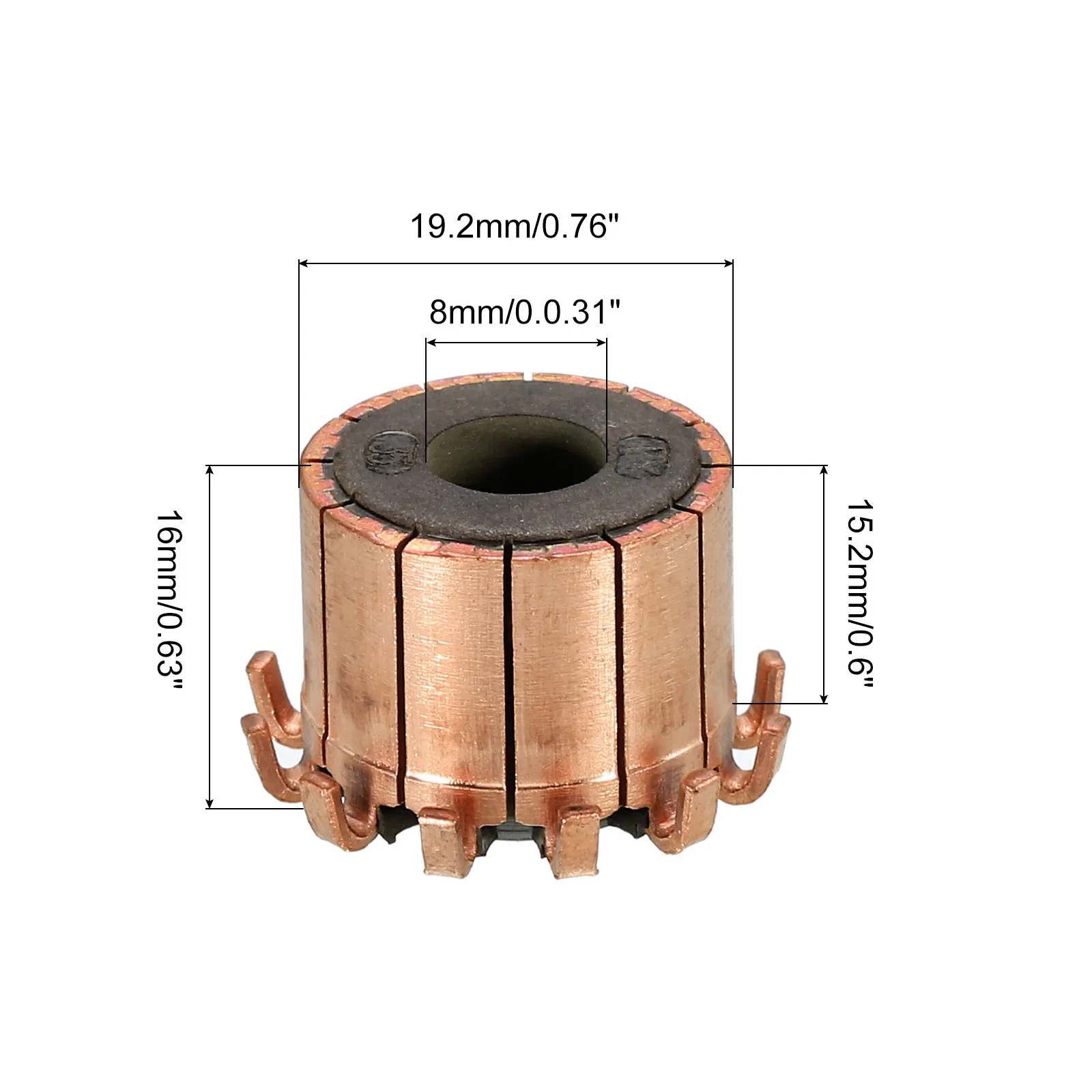 1Pcs Electric Motor Commutator 5x11.3 x12.6mm 7P 3.17x10.5x12.5/4x10.4x12mm 8P 7.96/8x19.2x16mm 12P Teeth Copper for Power Tools