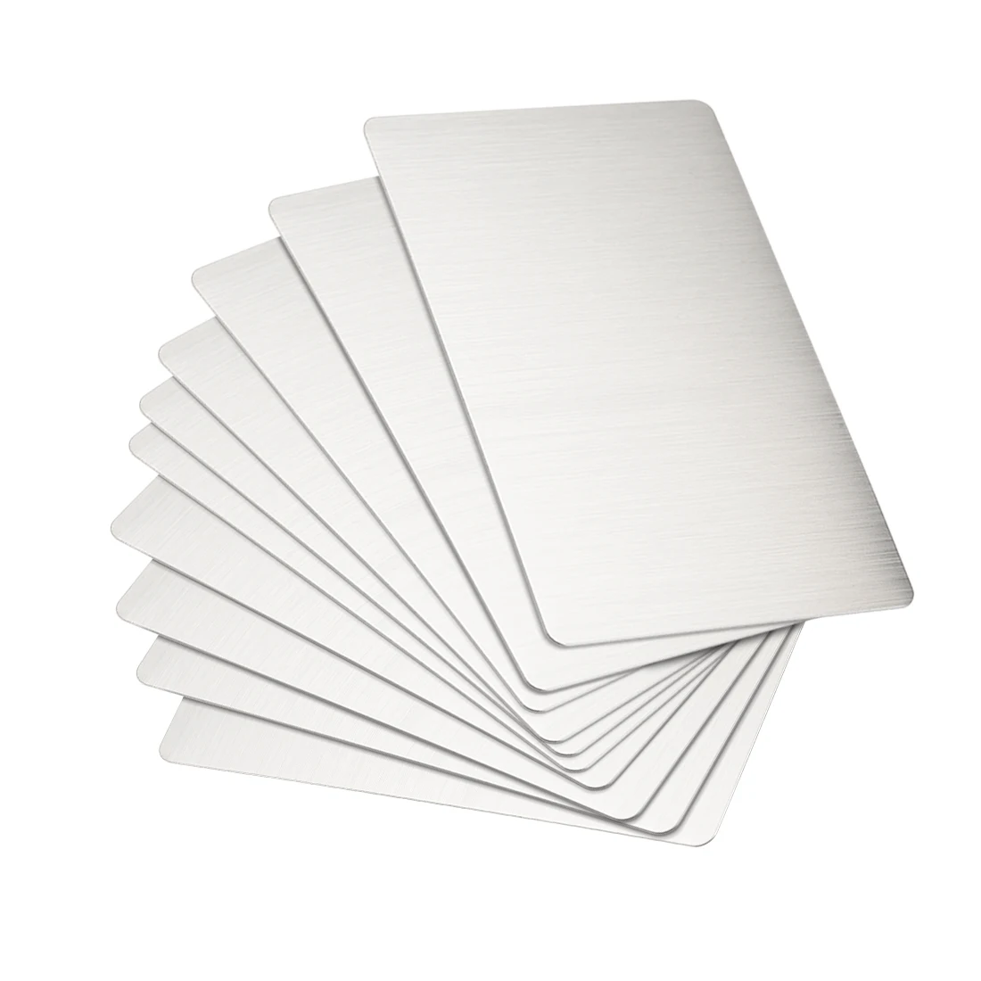 Uxcell 15Pcs Thick 0.4mm Stainless Steel Blank Metal Card Business Card 88x53mm Plate Silver Tone