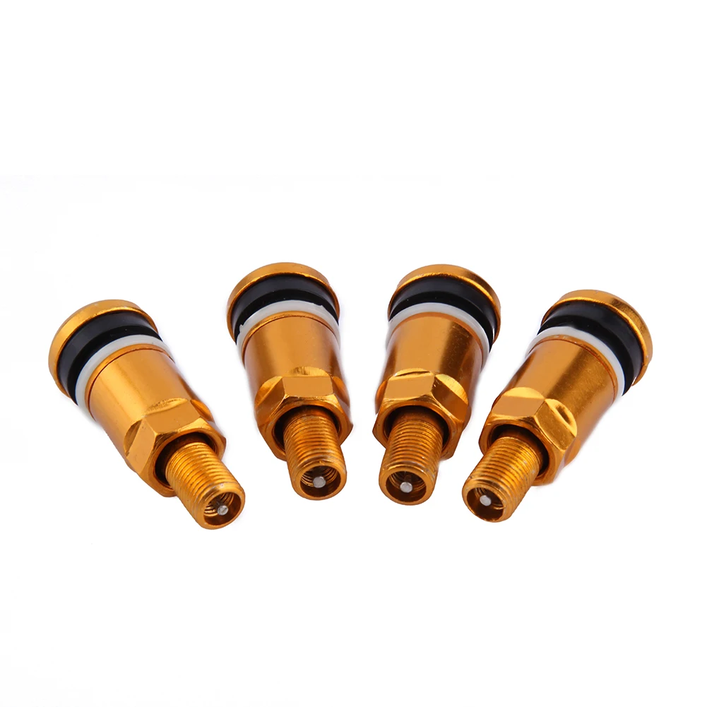 4pcs Universal Car Tubeless Aluminum Alloy Air Bicycle Tire Valve Stems Caps Tyre Wheel Round Cover Auto Accessories Stems & Cap