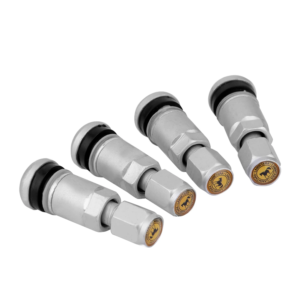 4pcs Universal Car Tubeless Aluminum Alloy Air Bicycle Tire Valve Stems Caps Tyre Wheel Round Cover Auto Accessories Stems & Cap