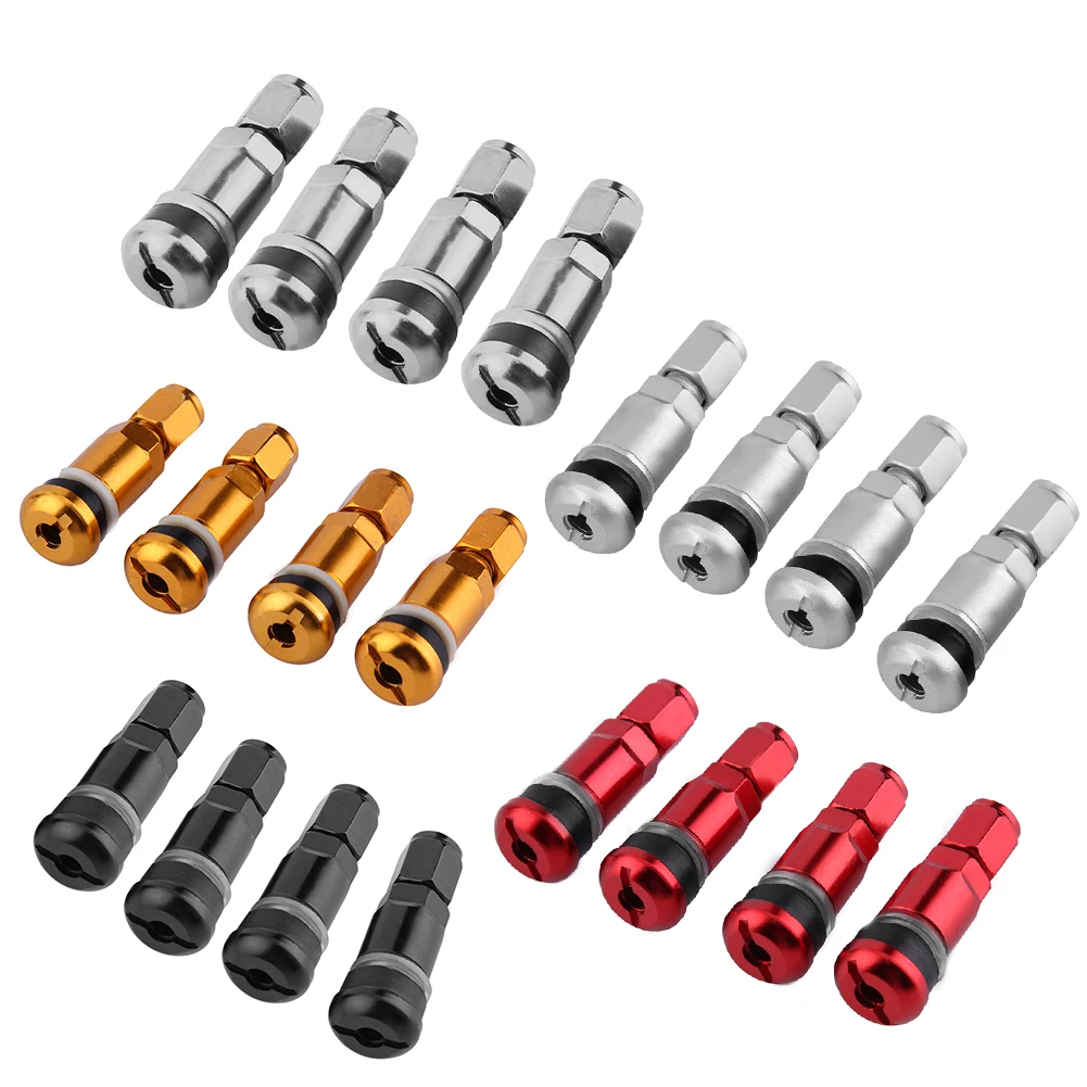 4pcs Universal Car Tubeless Aluminum Alloy Air Bicycle Tire Valve Stems Caps Tyre Wheel Round Cover Auto Accessories Stems & Cap