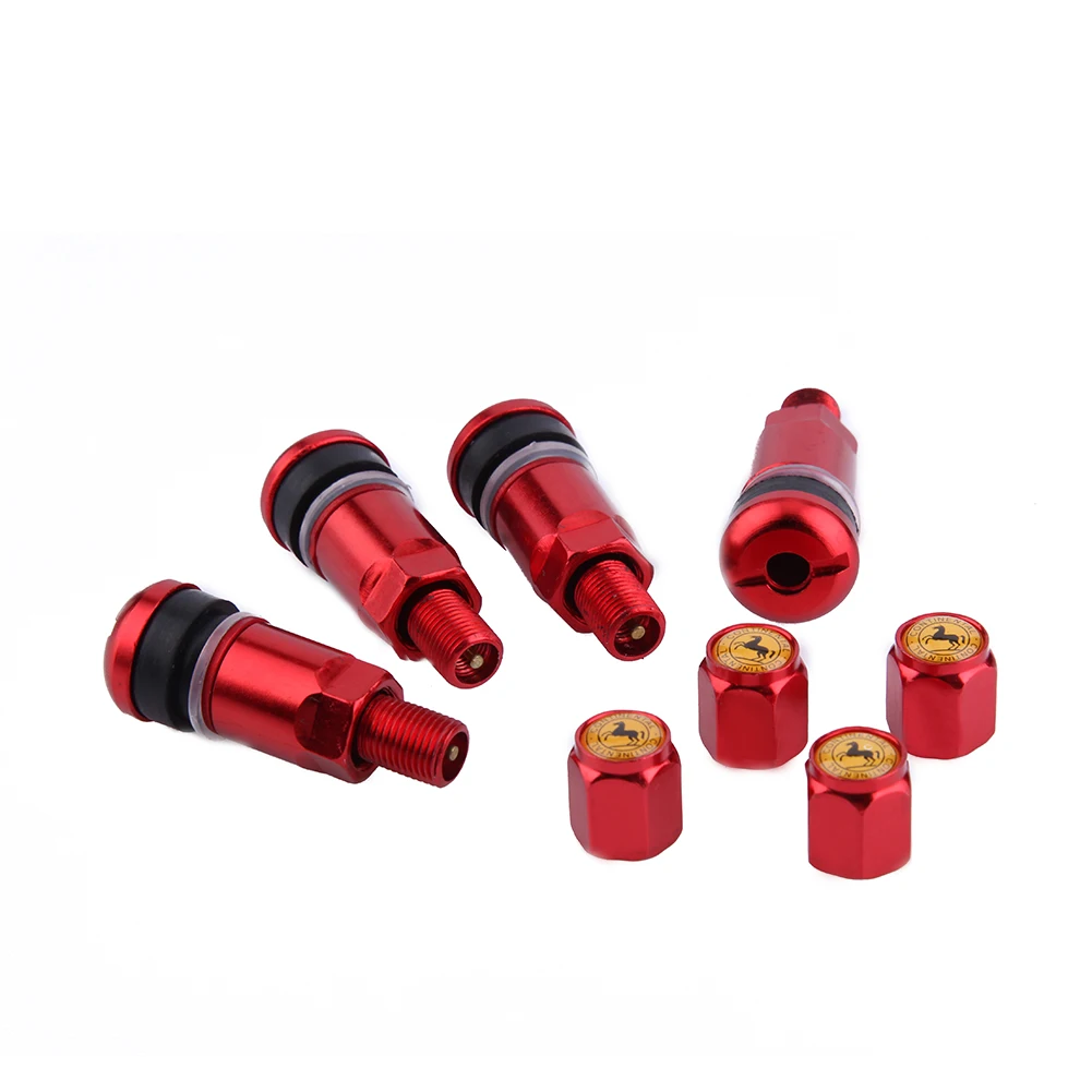 4pcs Universal Car Tubeless Aluminum Alloy Air Bicycle Tire Valve Stems Caps Tyre Wheel Round Cover Auto Accessories Stems & Cap
