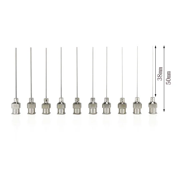 12pcs/Box 12pk 1.5 Inch 8g to 30g Stainless-Steel Syringe Dispenser Dispensing Glue Needles Blunt Metal Flat Mouth