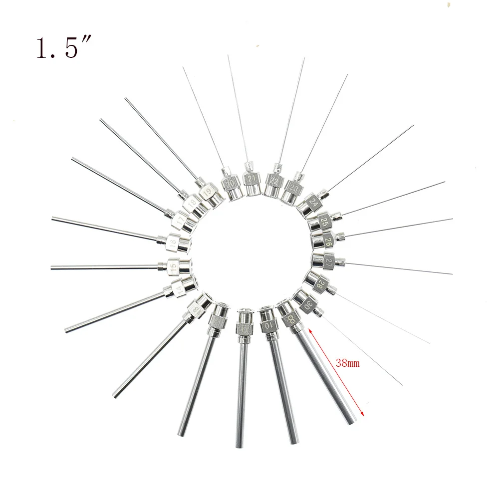12pcs/Box 12pk 1.5 Inch 8g to 30g Stainless-Steel Syringe Dispenser Dispensing Glue Needles Blunt Metal Flat Mouth