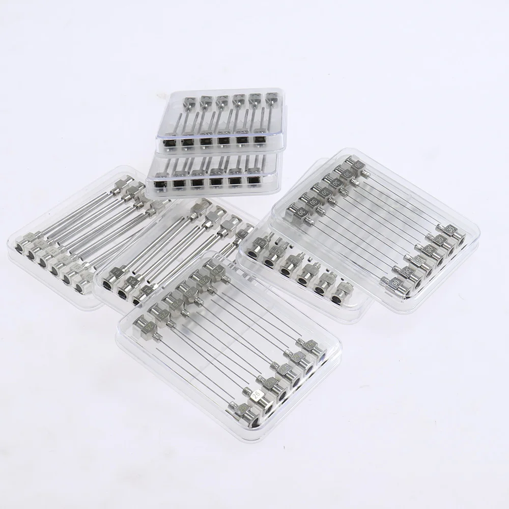 12pcs/Box 12pk 1.5 Inch 8g to 30g Stainless-Steel Syringe Dispenser Dispensing Glue Needles Blunt Metal Flat Mouth