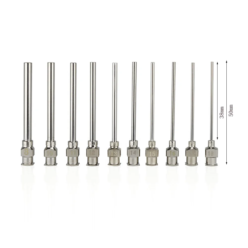 12pcs/Box 12pk 1.5 Inch 8g to 30g Stainless-Steel Syringe Dispenser Dispensing Glue Needles Blunt Metal Flat Mouth