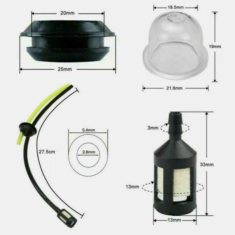 Lawn Mower Fuel Hose Gromett Hedge Hedge Cutter Kit Parts Petrol Practical Replacement Set Accessories Attachment