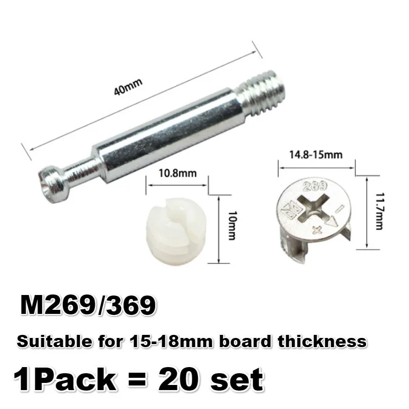 20pcs/lot Three in One Screw Furniture Connector Fixer Eccentric Wheel Nut Connection for Clothes Cabinet Desk Link