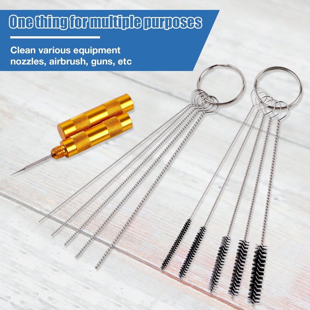 11/22Pcs Paint Spray Gun Cleaning Kit,Stainless Steel Cleaning Brush/Cleaning Needle,Home Nylon Cleaning Brush Set,Cleaning Tool