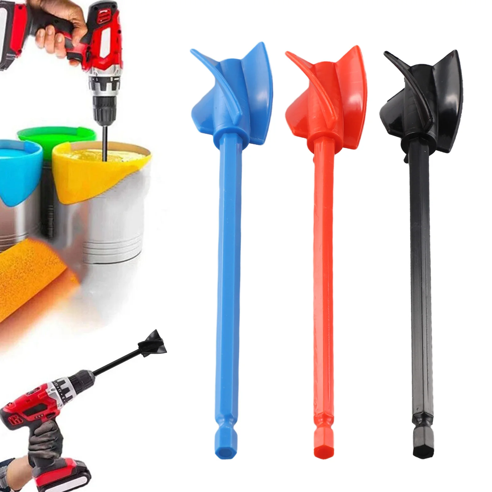 3Pc/set Epoxy Resin Mixer Paint Stirring Rod Putty Cement Paint Mixer Drill Attachment For Reusable Paint And Resin Mixer Paddle