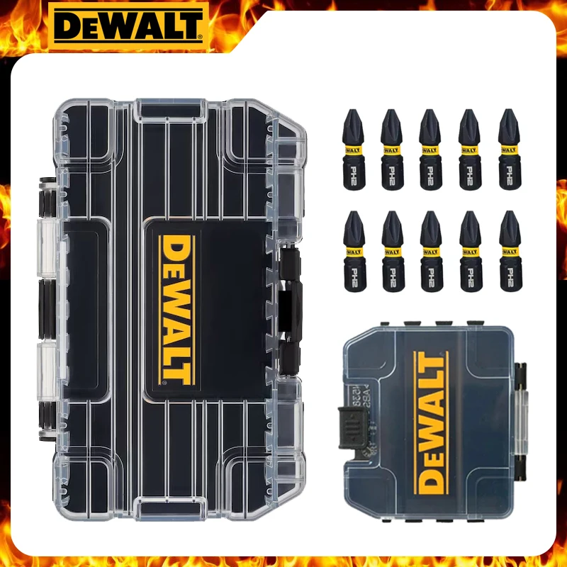 DEWALT TSTAK Black Small Medium Storage Box HSS PH2 25mm Batch Head Drill Bit Bracket Set Plastic Rugged Tool Accessories