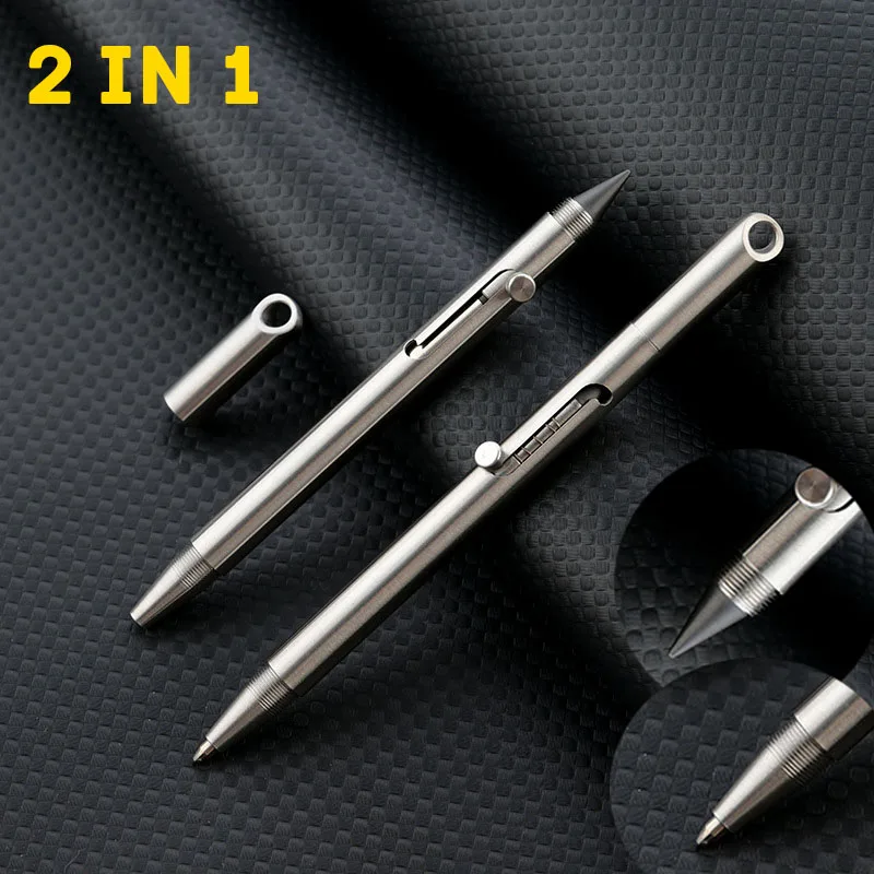2 IN 1 Bolt Pen Portable Business Signature Pen Harpen-free Pencil Portable Travel Metal Neutral Ballpoint Pen Office Stationery