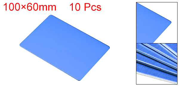 Uxcell 10Pcs Blank Metal Card 100x60x0.8mm Anodized Aluminum Plate for DIY Laser Printing Engraving Blue
