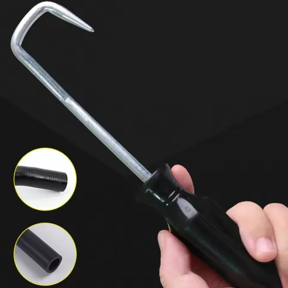 Automotive Hose Removal Hook Tool Made of Steel for Fuel and Radiator Pipes with Comfortable Nylon Handle for Safe Handling