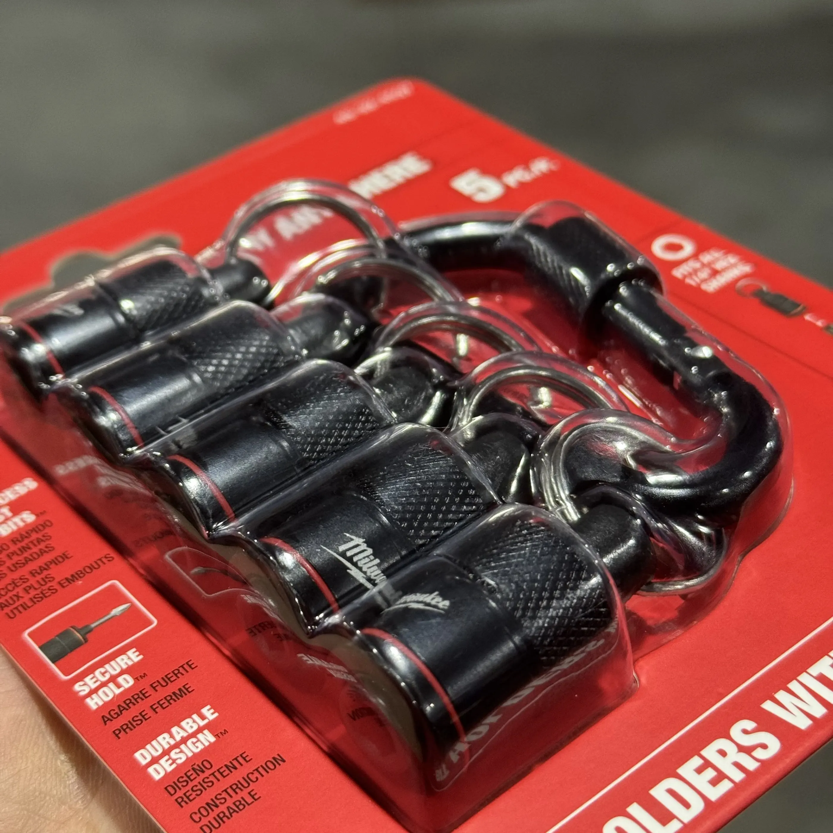 Milwaukee 48-32-4537 5PC Carabiner Bit Holder Set Portable Heavy-Duty Tool Organizer for Contractors & DIY Workers