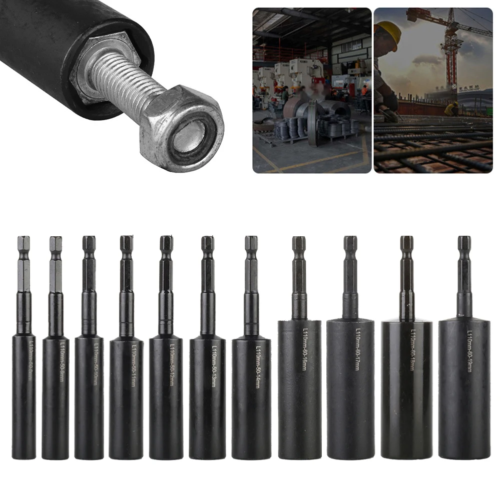 110mm Deepen Socket Wrenches Hexagon Nut Driver Drill Bit H8-H14 Sleeve Adapter Auto Repair Workshop Work Construction