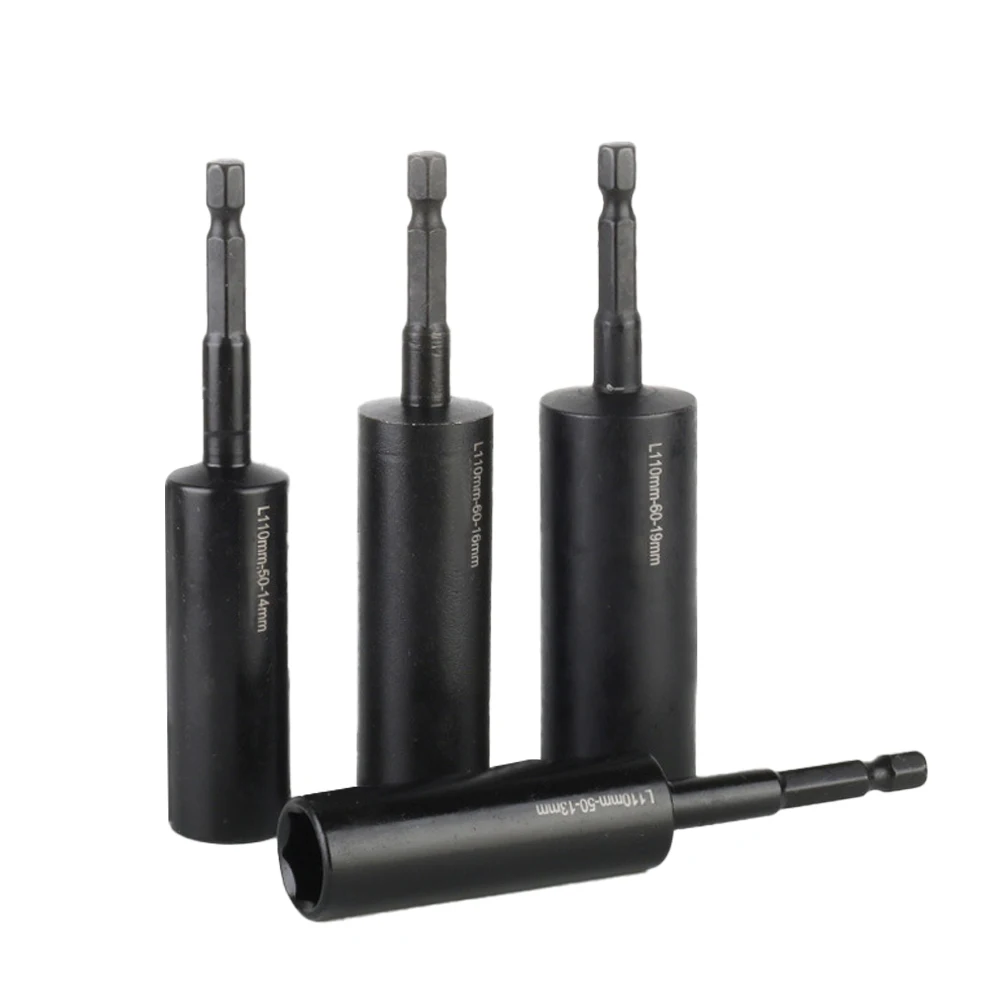 110mm Deepen Socket Wrenches Hexagon Nut Driver Drill Bit H8-H14 Sleeve Adapter Auto Repair Workshop Work Construction