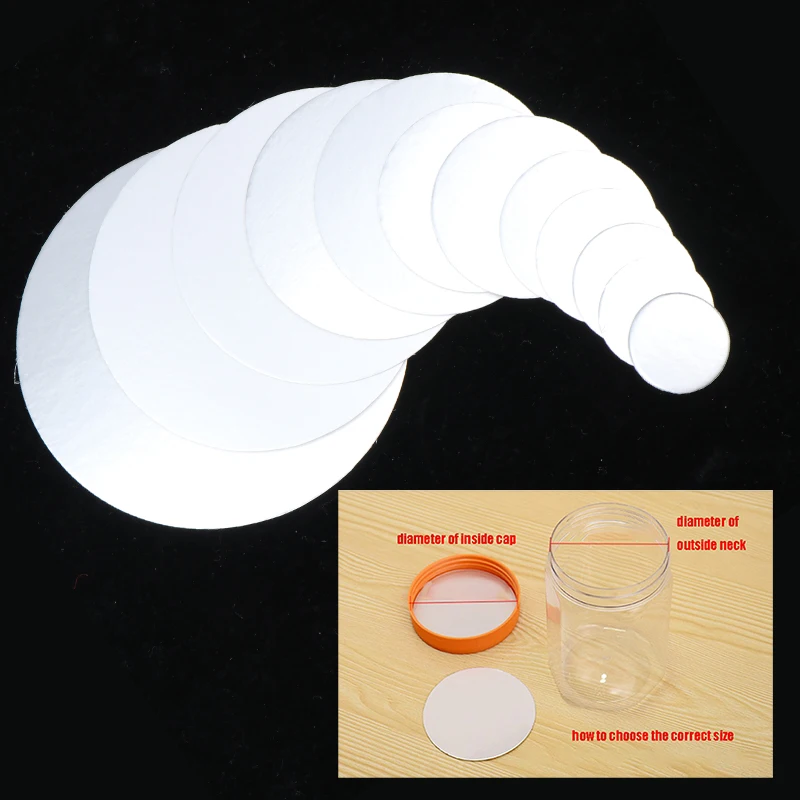 200pcs 20-82mm PET Plastic Bottle Electromagnetic Induction Sealing Foils Liners PE Cosmetic Can Aluminum Foil Sealing Film