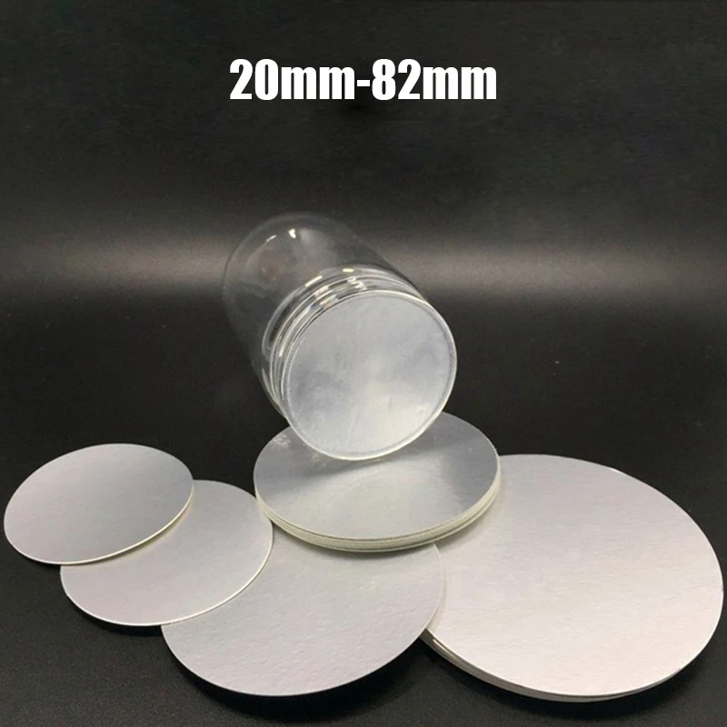 200pcs 20-82mm PET Plastic Bottle Electromagnetic Induction Sealing Foils Liners PE Cosmetic Can Aluminum Foil Sealing Film