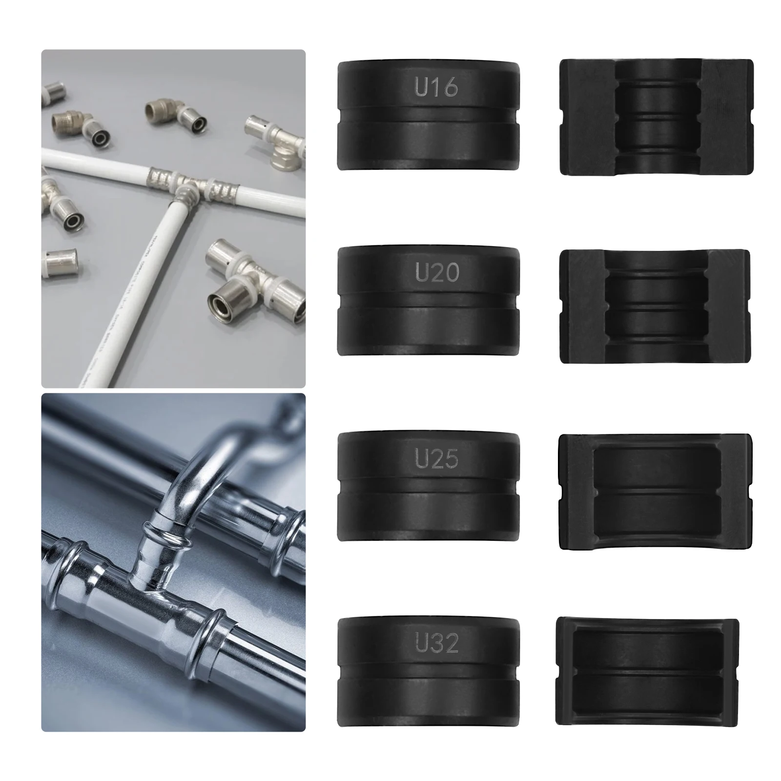 U16/20/25/32mm Presser Jaws Set,Crimping Dies Tubular Clamp Kit,Crimp Inserts for Most Hydraulic or Mechanical Crimping Pliers