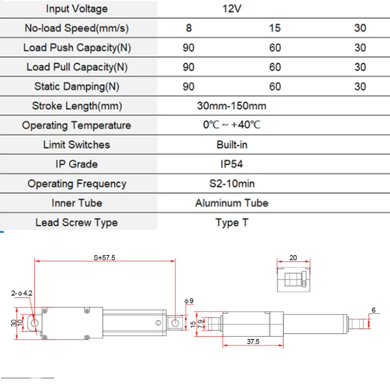 30mm/50mm/100mm DC 12V Mirco Electric Linear Actuator 30N/60N/90N/150N Motor Controller Mini Eectric Push Rod Putter