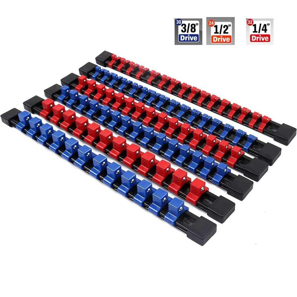 1/4" 3/8" 1/2" Wrench Holders Traight Plastic Universal Socket Organizer Rail Bracket Repair tools Socket Wall Wrench Home Tools