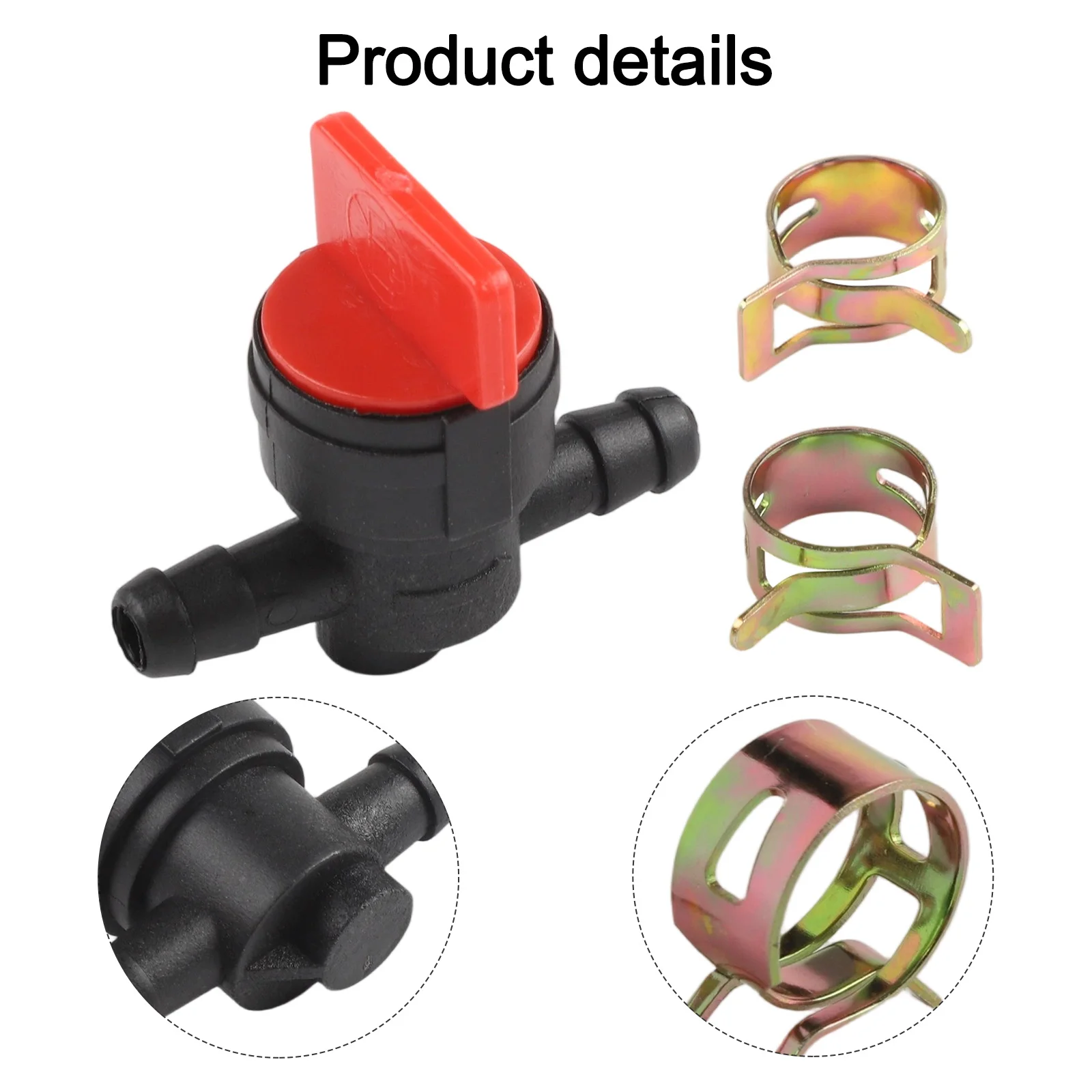 Petrol Tap And 2 Clamps Petrol Diesel Shut-off Valve For 6-8mm Hose Garden Tools Clamp Lawn Mower Parts