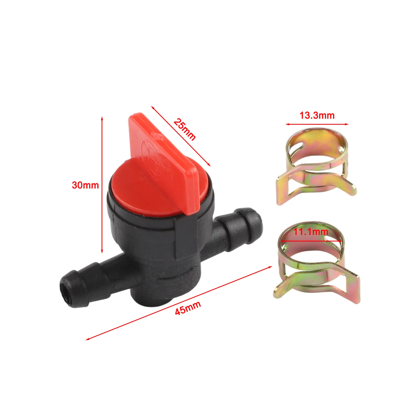 Petrol Tap And 2 Clamps Petrol Diesel Shut-off Valve For 6-8mm Hose Garden Tools Clamp Lawn Mower Parts