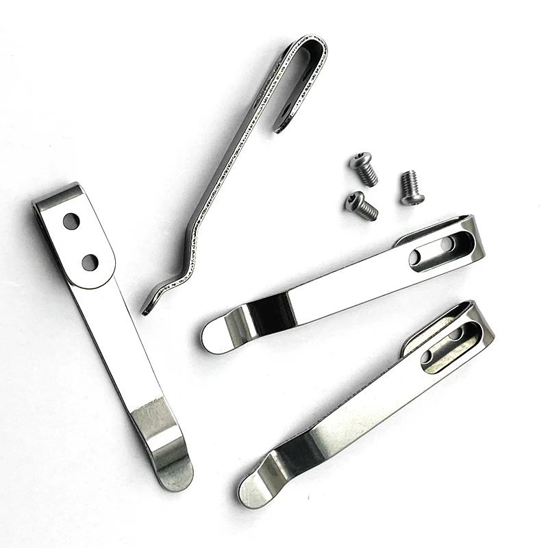 1pc Stainless Steel Folding Knife Back Clip DIY Making Accessories Pocket Waist Clamp Knives Tool Parts With 3pcs M2.5 Screws