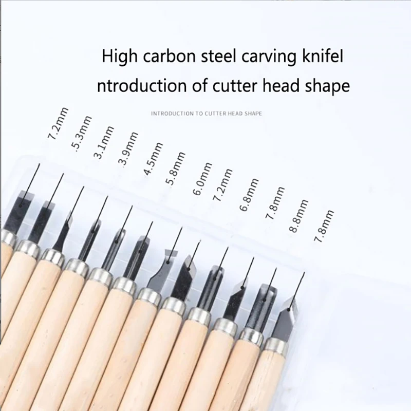 12pcHandmade woodworking carving Wood Carving Chisels Set For Basic Cutting&Detailed Woodworking DIY Hand Tools Gouges Knife Kit
