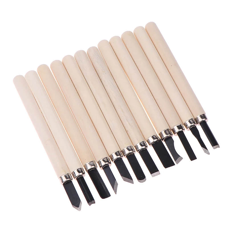 12pcHandmade woodworking carving Wood Carving Chisels Set For Basic Cutting&Detailed Woodworking DIY Hand Tools Gouges Knife Kit