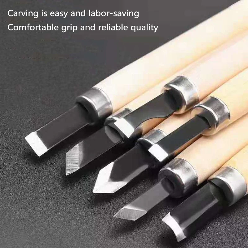 12pcHandmade woodworking carving Wood Carving Chisels Set For Basic Cutting&Detailed Woodworking DIY Hand Tools Gouges Knife Kit