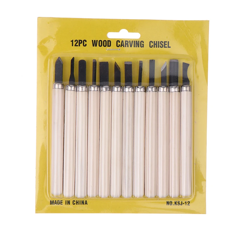 12pcHandmade woodworking carving Wood Carving Chisels Set For Basic Cutting&Detailed Woodworking DIY Hand Tools Gouges Knife Kit