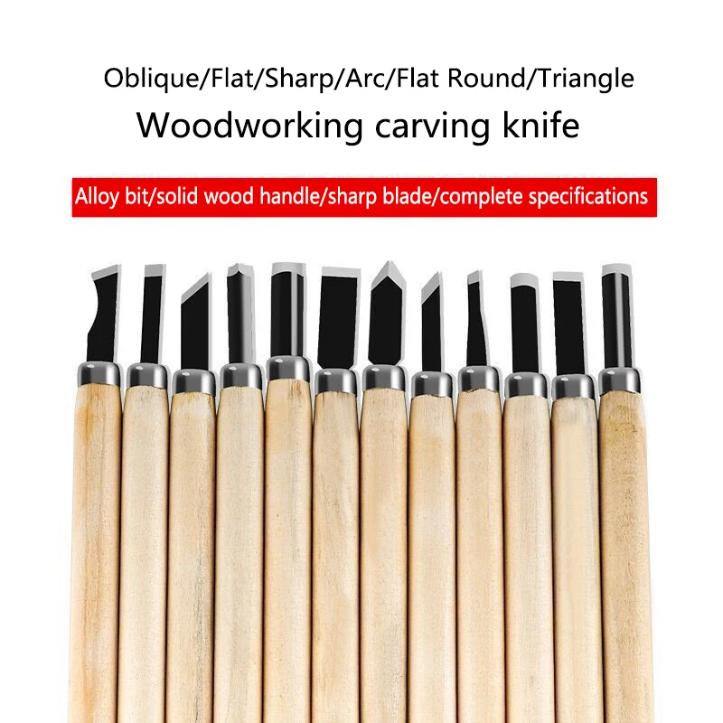12pcHandmade woodworking carving Wood Carving Chisels Set For Basic Cutting&Detailed Woodworking DIY Hand Tools Gouges Knife Kit