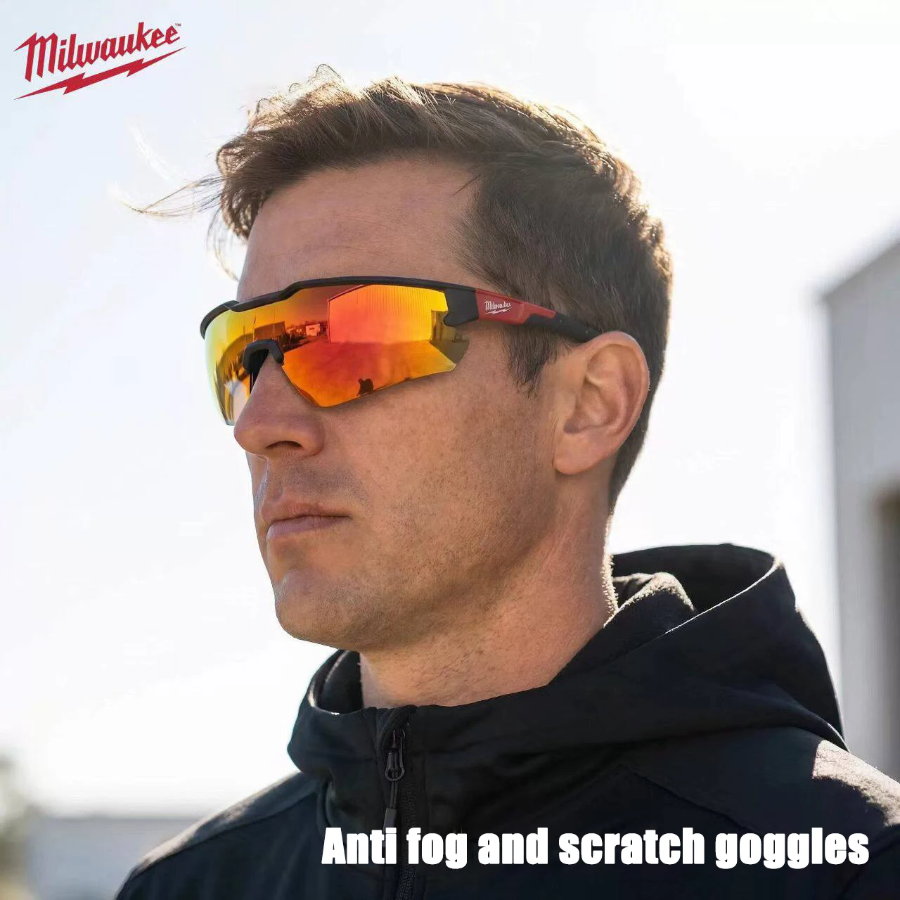 Milwaukee Safety Goggles with Orange Mirror, Anti Fog and Scratch Resistant, Comfortable and Safe Outdoor Goggles 4932498548