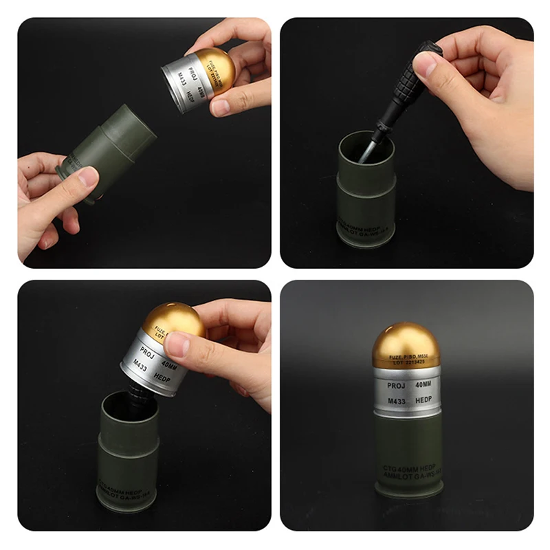 1/2/3 pcs M433 HEDP 40mm Cartridge Dummy Grenade Model Mini Storage Case Military Fan Toy Video Props Cos Model Storage Box