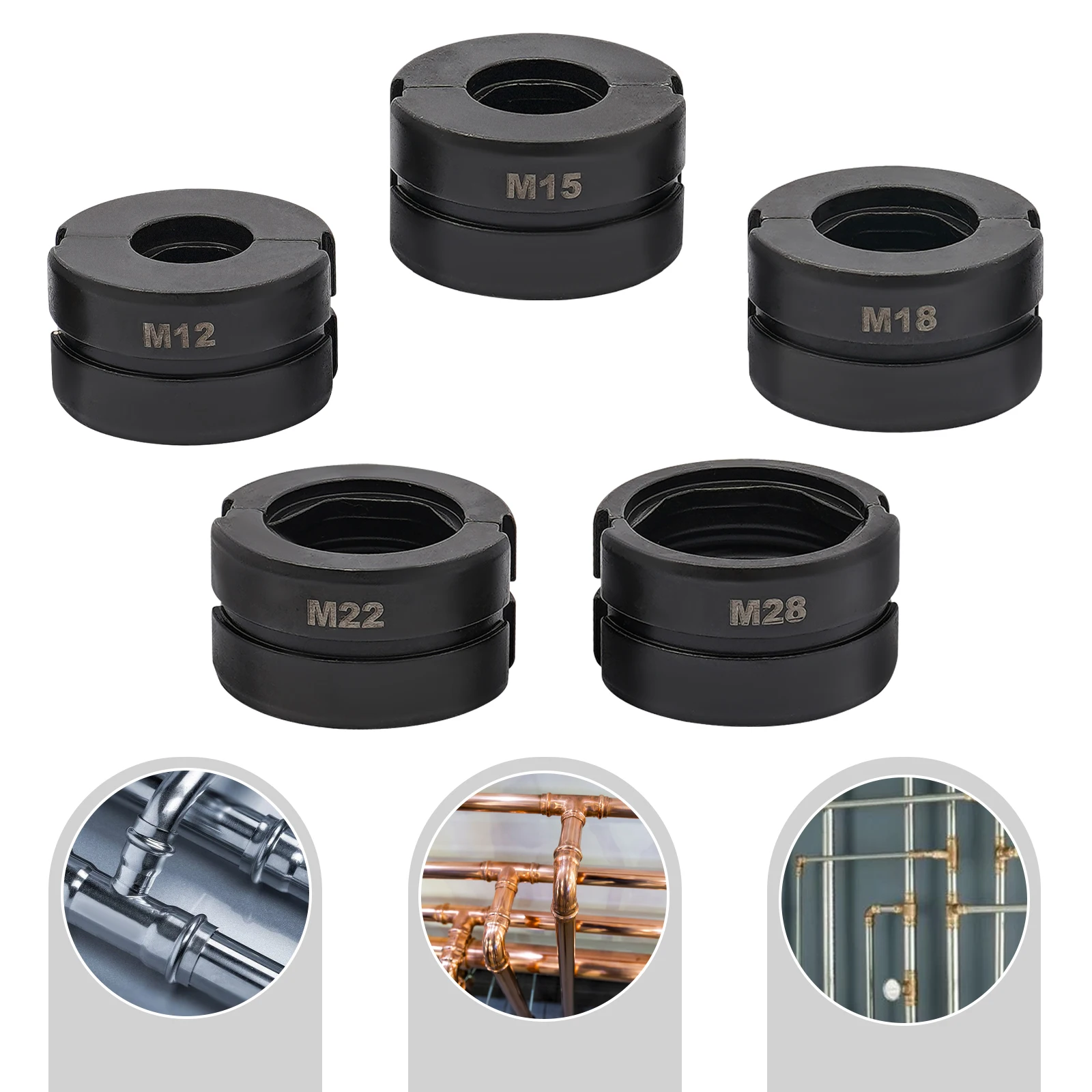 M/V-Contour 12/15/18/22/28mm Presser Jaws Set,Crimping Dies Tubular Clamp Kit,Crimp Inserts for Crimping Copper Tubes